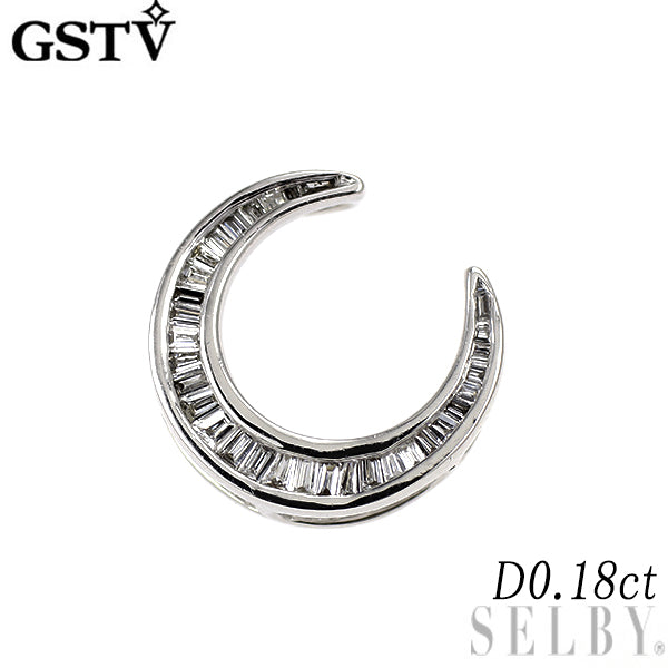 GSTV K18WG ダイヤモンド ペンダントトップ 0.18ct 大久保馬蹄 三日月