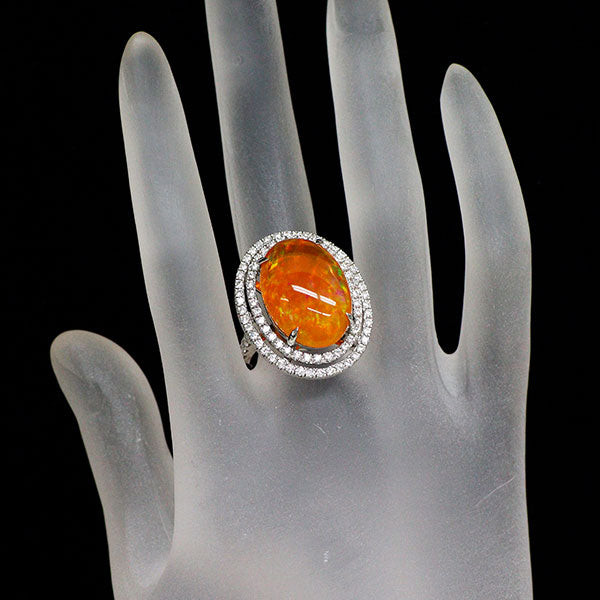 Pt950 ファイアーオパール ダイヤモンド リング 11.59ct D1.40ct