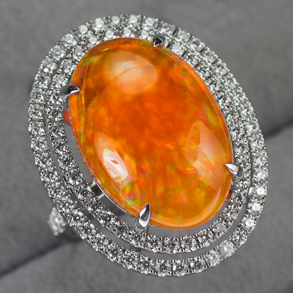 Pt950 ファイアーオパール ダイヤモンド リング 11.59ct D1.40ct
