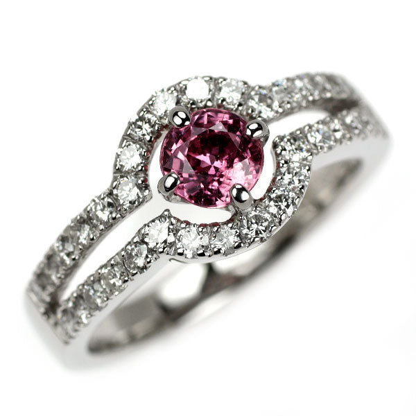 Pt900 ピンク サファイア ダイヤモンド リング 0.76ct D0.60ct