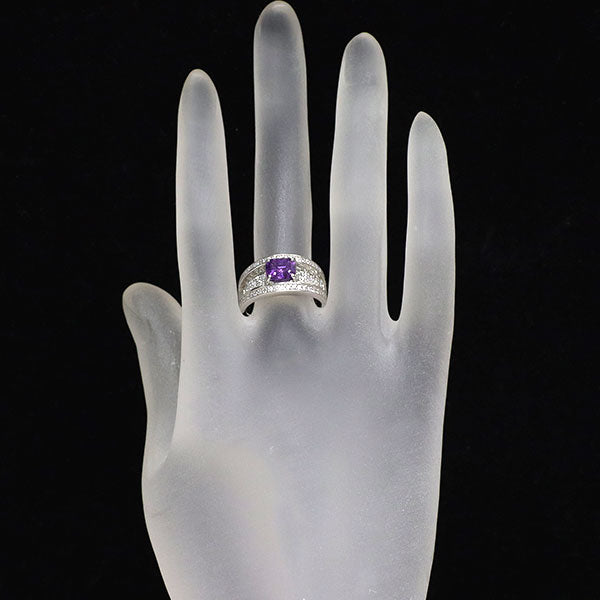 Pt900 非加熱パープルサファイア ダイヤモンド リング 1.416ct D0.80ct