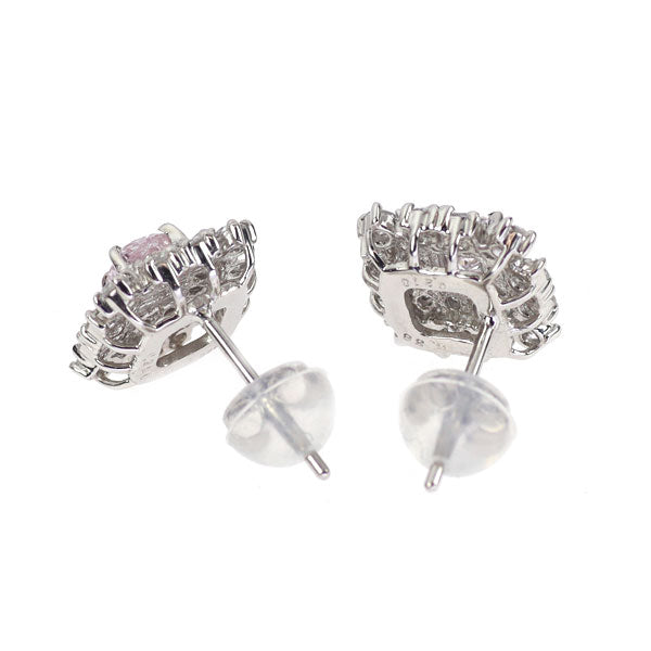 希少 Pt900 天然ピンク ダイヤモンド ピアス 0.418ct FLPP I1 D0.76ct