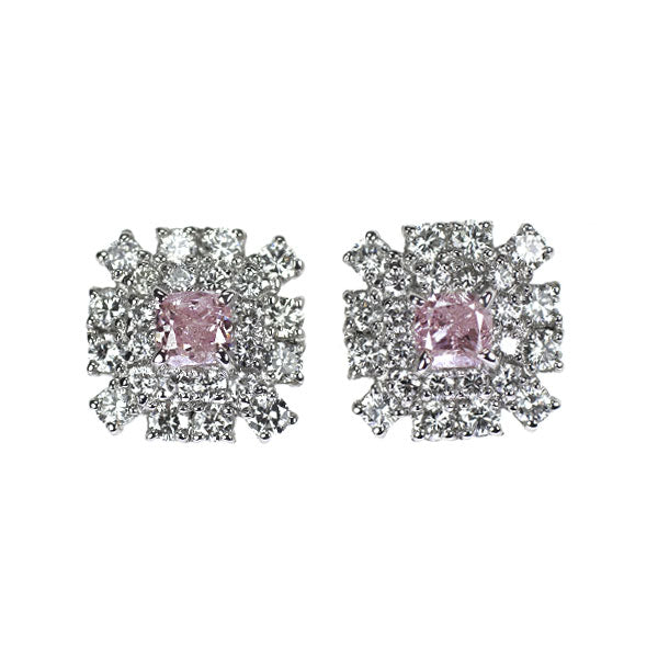 希少 Pt900 天然ピンク ダイヤモンド ピアス 0.418ct FLPP I1 D0.76ct