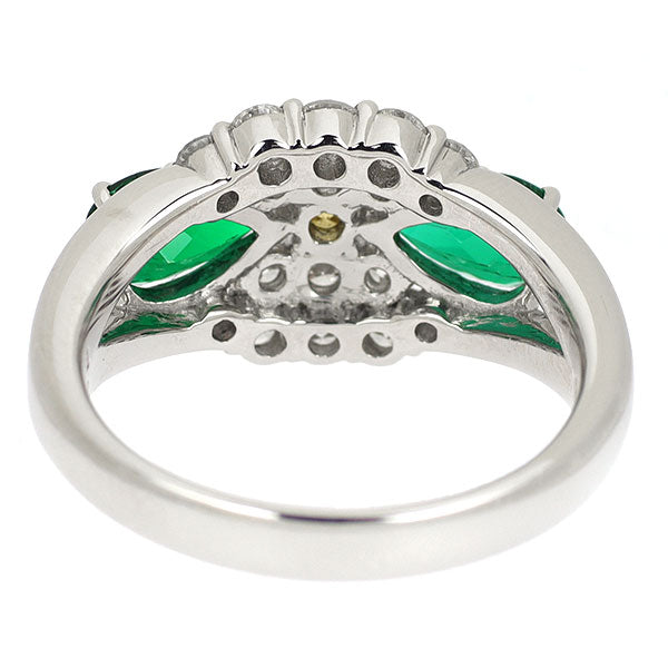 Pt900 エメラルド 天然イエロー/カラーレス ダイヤモンド リング 1.126ct YD0.12ct D0.60ct