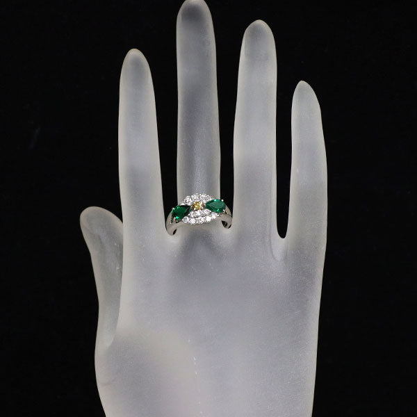 Pt900 エメラルド 天然イエロー/カラーレス ダイヤモンド リング 1.126ct YD0.12ct D0.60ct