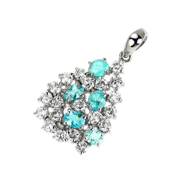 Pt900 パライバトルマリン ダイヤモンド ペンダントトップ 0.50ct D0.60ct