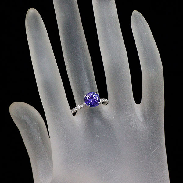 Pt900 タンザナイト ダイヤモンド リング 2.38ct D0.36ct