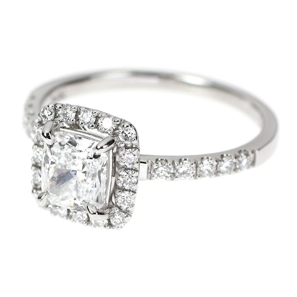 Pt950 クッションカット ダイヤモンド  リング 1.025ct D IF EX/VG D0.29ct GIA/中鑑付