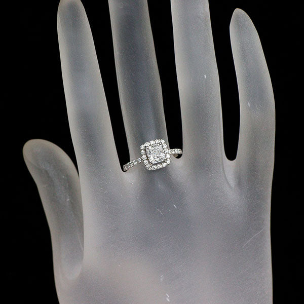 Pt950 クッションカット ダイヤモンド  リング 1.025ct D IF EX/VG D0.29ct GIA/中鑑付
