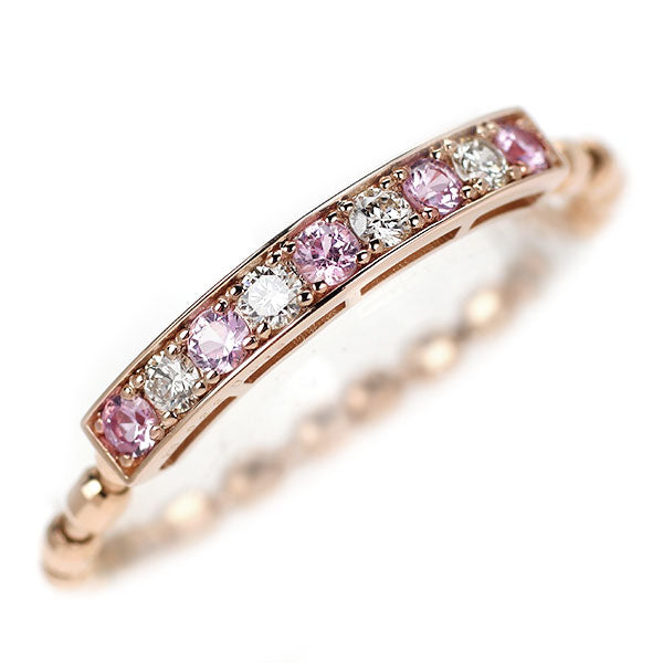 K18PG ピンク サファイア ダイヤモンド リング 0.22ct D0.13ct 伸縮式