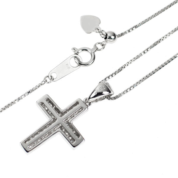 K18WG ダイヤモンド ペンダントネックレス 0.50ct クロス ミステリーセッティング