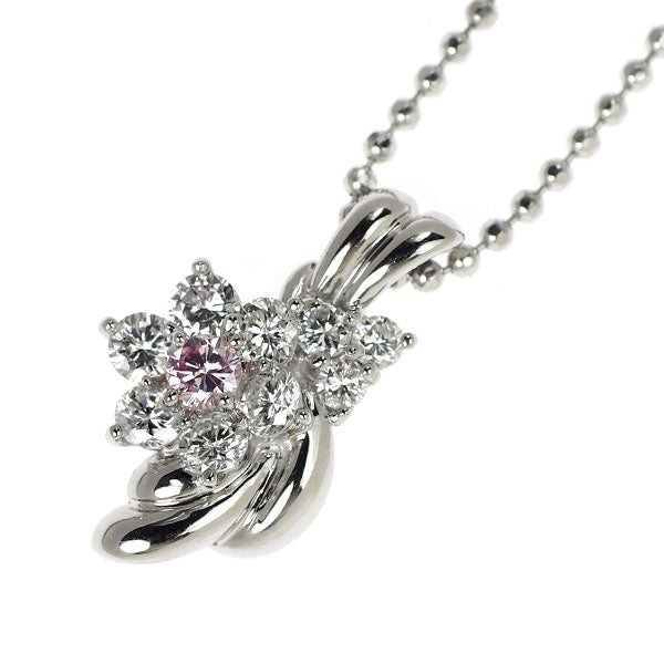 希少 Pt900/ Pt850 天然ピンクダイヤモンド ペンダントネックレス 0.076ct FLPP SI2 D0.43ct フラワー