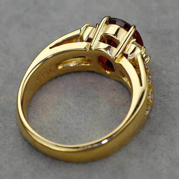K18YG GIA産地鑑別書付 ビルマ/ミャンマー産非加熱 レッドスピネル ダイヤモンド リング 1.82ct D0.52ct