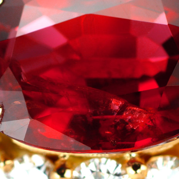 K18YG GIA産地鑑別書付 ビルマ/ミャンマー産非加熱 レッドスピネル ダイヤモンド リング 1.82ct D0.52ct