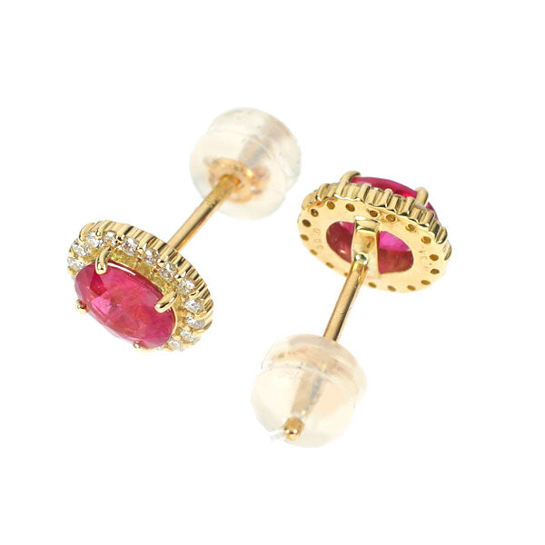 K18YG ルビー ダイヤモンド ピアス 1.21ct D0.18ct