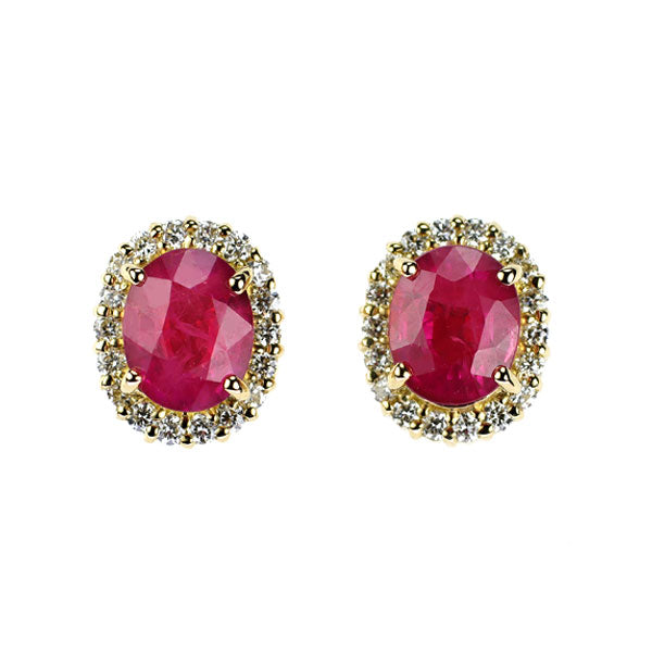 K18YG ルビー ダイヤモンド ピアス 1.21ct D0.18ct