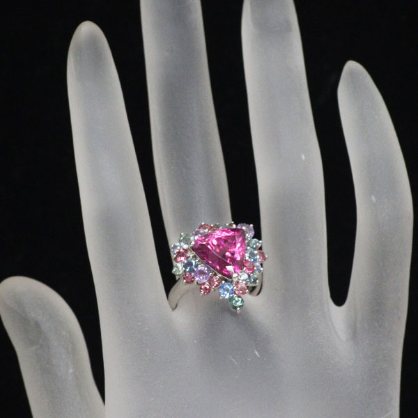 Pt900 ルベライト マルチカラートルマリン リング 4.85ct T2.23ct