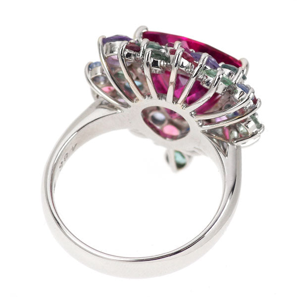 Pt900 ルベライト マルチカラートルマリン リング 4.85ct T2.23ct