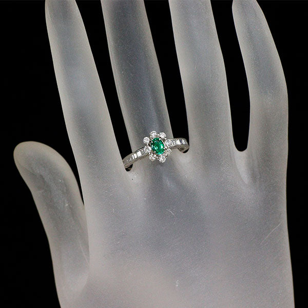 Pt900 エメラルド ダイヤモンド リング 0.33ct D0.75ct