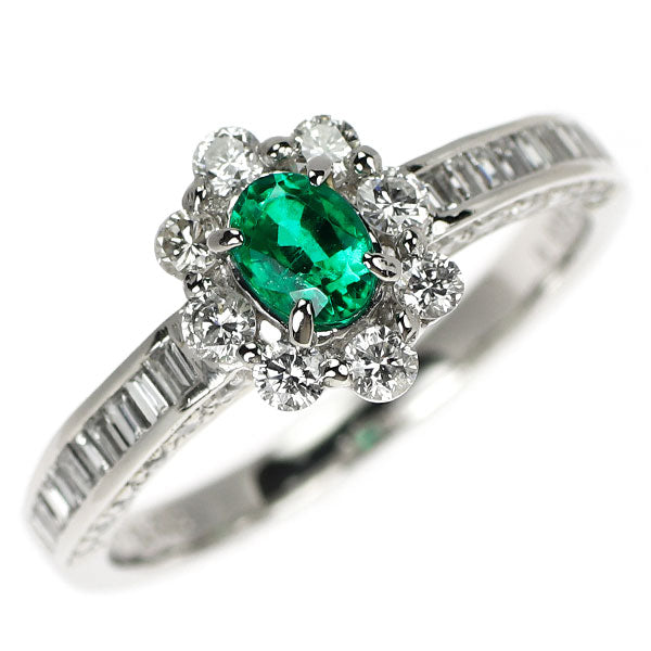 Pt900 エメラルド ダイヤモンド リング 0.33ct D0.75ct