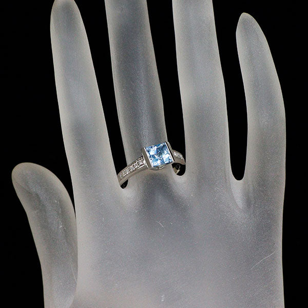 Pt900 アクアマリン ダイヤモンド リング 1.34ct D0.15ct