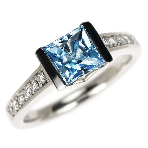 Pt900 アクアマリン ダイヤモンド リング 1.34ct D0.15ct