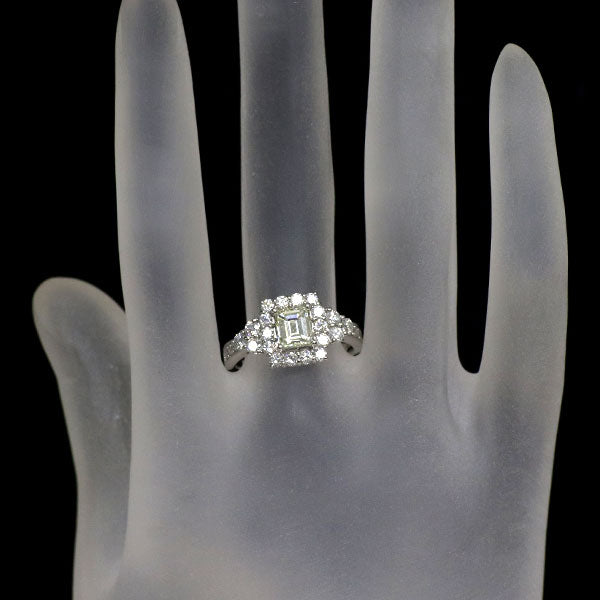 Pt900 エメラルドカット ダイヤモンド リング 1.021ct VLY VS2 D0.92ct