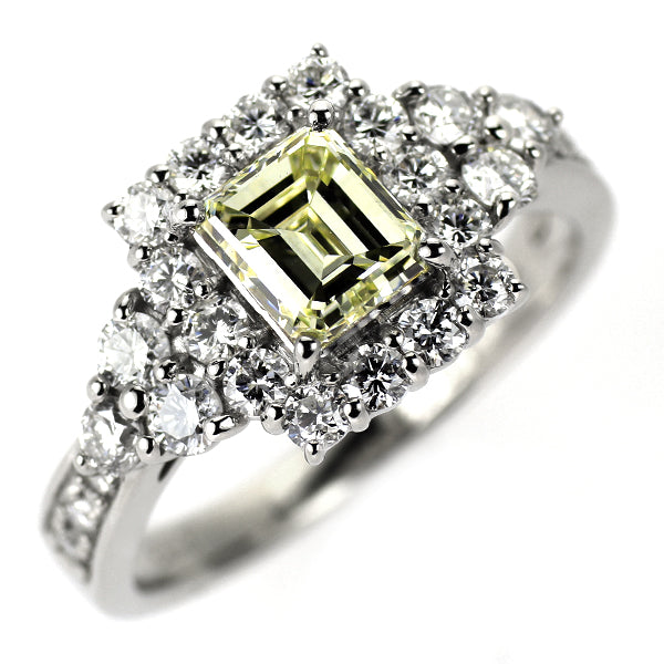 Pt900 エメラルドカット ダイヤモンド リング 1.021ct VLY VS2 D0.92ct