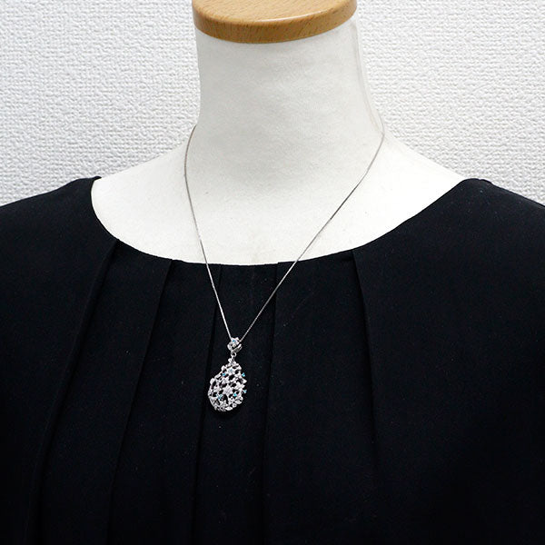 K18WG パライバトルマリン ダイヤモンド ペンダントネックレス 0.16ct