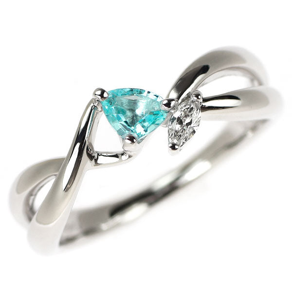 K18WG パライバトルマリン ダイヤモンド リング 0.23ct D0.08ct