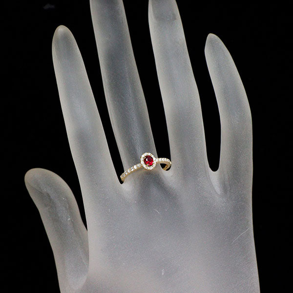K18YG ルビー ダイヤモンド リング 0.23ct D0.19ct