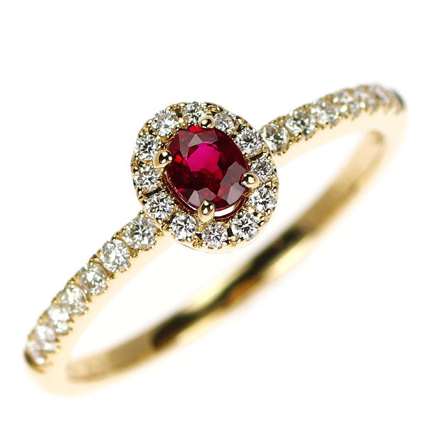 K18YG ルビー ダイヤモンド リング 0.23ct D0.19ct