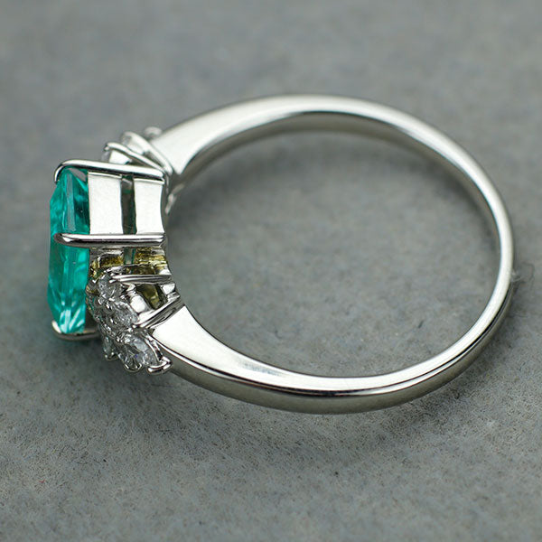 GIA/CGL鑑別2冊付 Pt900 モザンビーク産パライバトルマリン ダイヤモンド リング 1.453ct D0.194ct