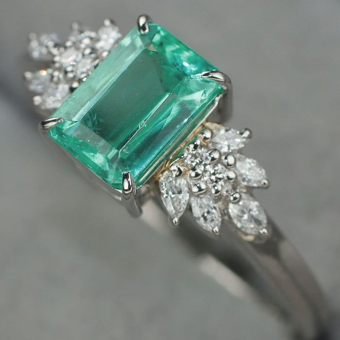 GIA/CGL鑑別2冊付 Pt900 モザンビーク産パライバトルマリン ダイヤモンド リング 1.453ct D0.194ct