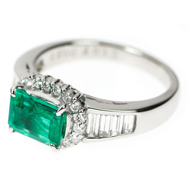 Pt900 エメラルド ダイヤモンド リング 1.07ct D0.60ct