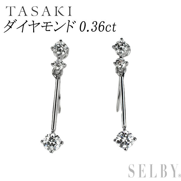 田崎真珠 K18WG ダイヤモンド イヤリング 0.36ct