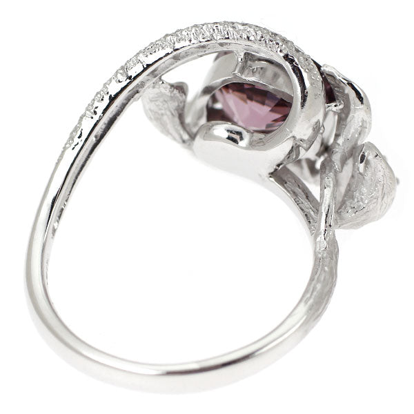 K18WG ロードライトガーネット ダイヤモンド リング 3.62ct D0.21ct 植物