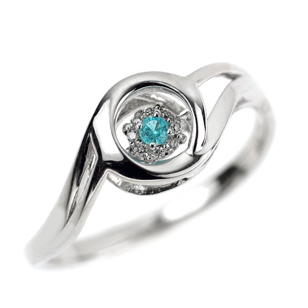 希少 K18WG パライバ トルマリン ダイヤモンド リング 0.02ct D0.02ct