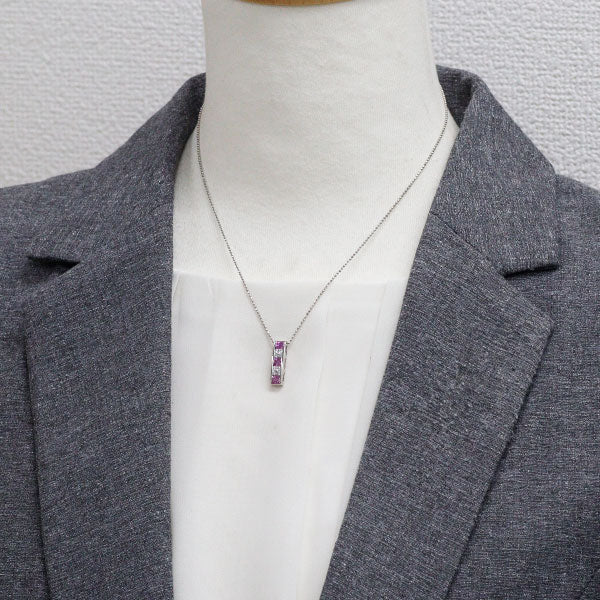 Pt900/ Pt850 ピンクサファイア ダイヤモンド ペンダントネックレス 0.83ct D0.17ct