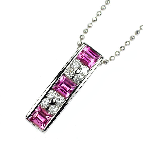 Pt900/ Pt850 ピンクサファイア ダイヤモンド ペンダントネックレス 0.83ct D0.17ct