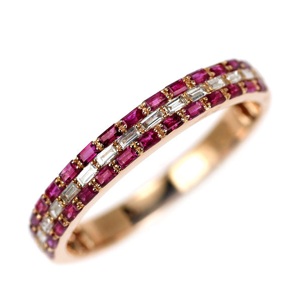 K18PG ルビー ダイヤモンド リング 0.38ct D0.13ct
