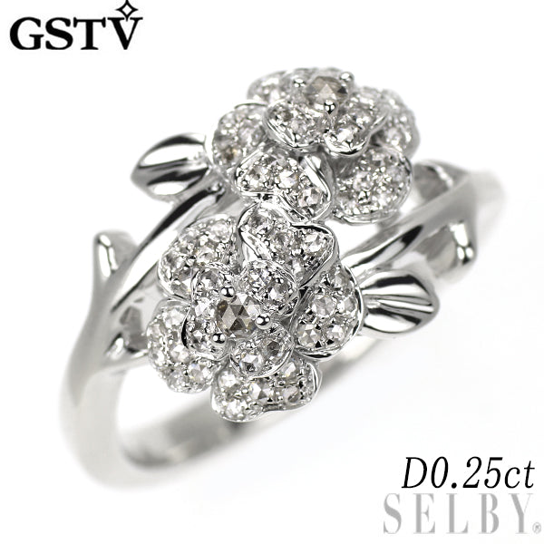 GSTV K18WG ローズカット ダイヤモンド リング 0.25ct フラワー