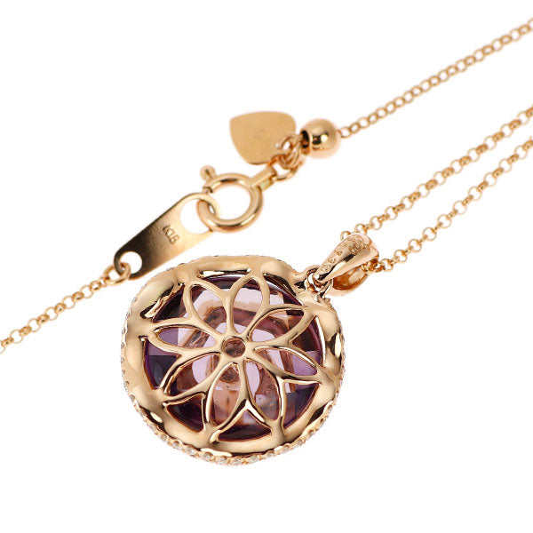 K18PG アメジスト ダイヤモンド ペンダントネックレス 7.30ct D0.60ct
