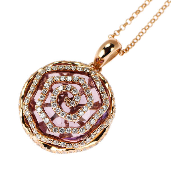 K18PG アメジスト ダイヤモンド ペンダントネックレス 7.30ct D0.60ct