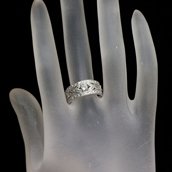Pt900 天然ピンク/カラーレス/ブラウン ダイヤモンド リング 0.42ct D0.21ct