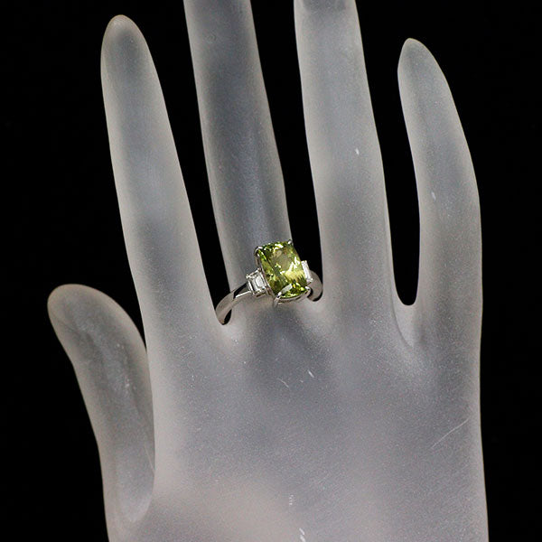 Pt900 クリソベリル ダイヤモンド リング 3.899ct D0.427ct