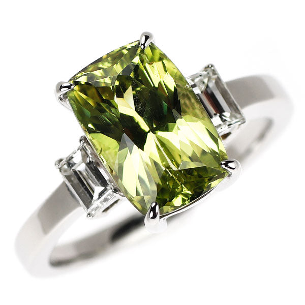 Pt900 クリソベリル ダイヤモンド リング 3.899ct D0.427ct