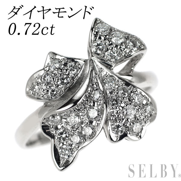 Pt900 ダイヤモンド リング 0.72ct パヴェ リボン 植物