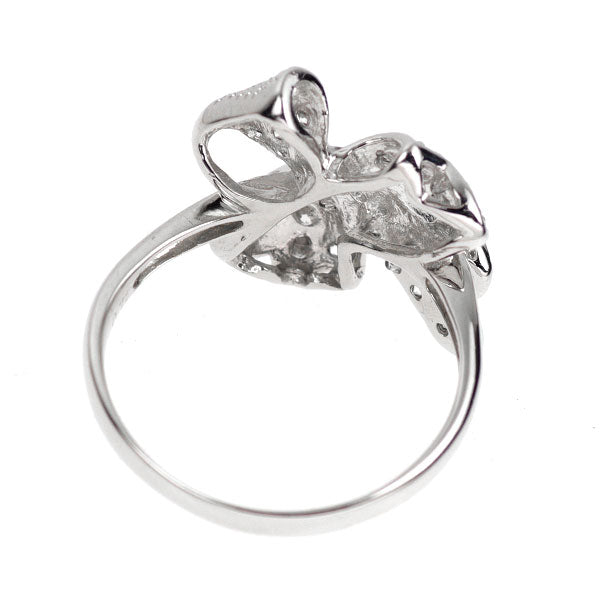Pt900 ダイヤモンド リング 0.72ct パヴェ リボン 植物