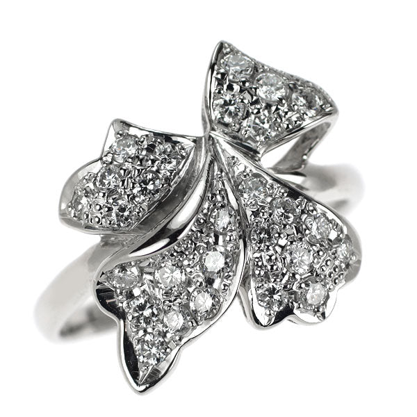 Pt900 ダイヤモンド リング 0.72ct パヴェ リボン 植物